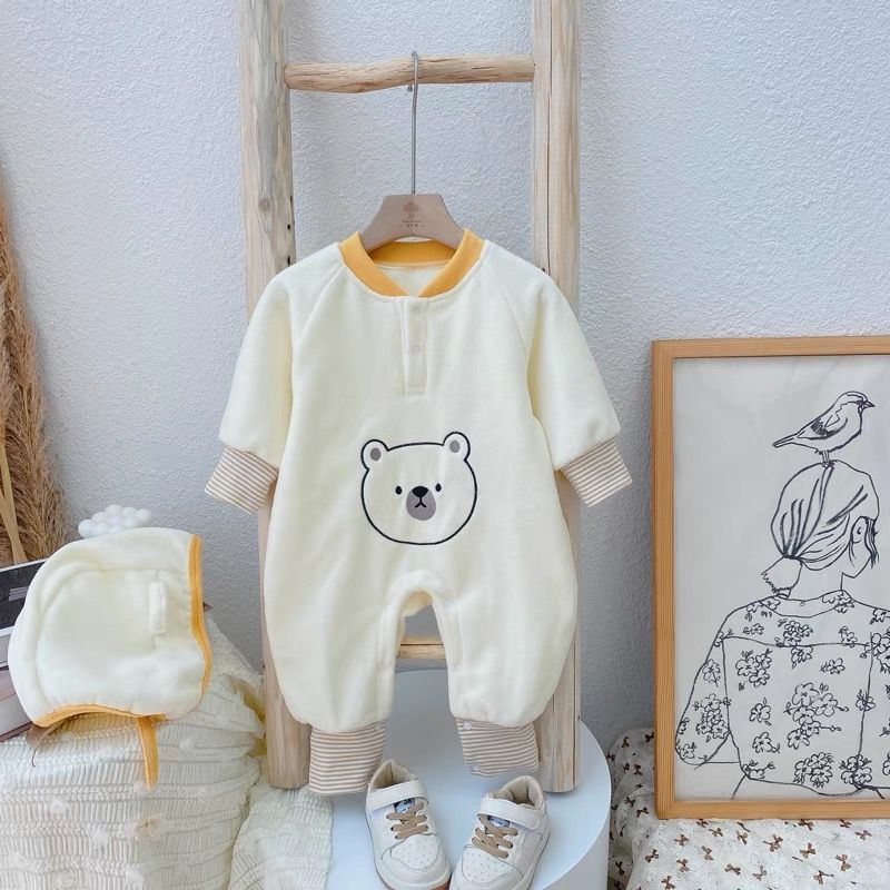 婴儿加绒连体衣秋冬宝宝衣服秋冬保暖哈衣爬服新生儿衣服萌秋儿童