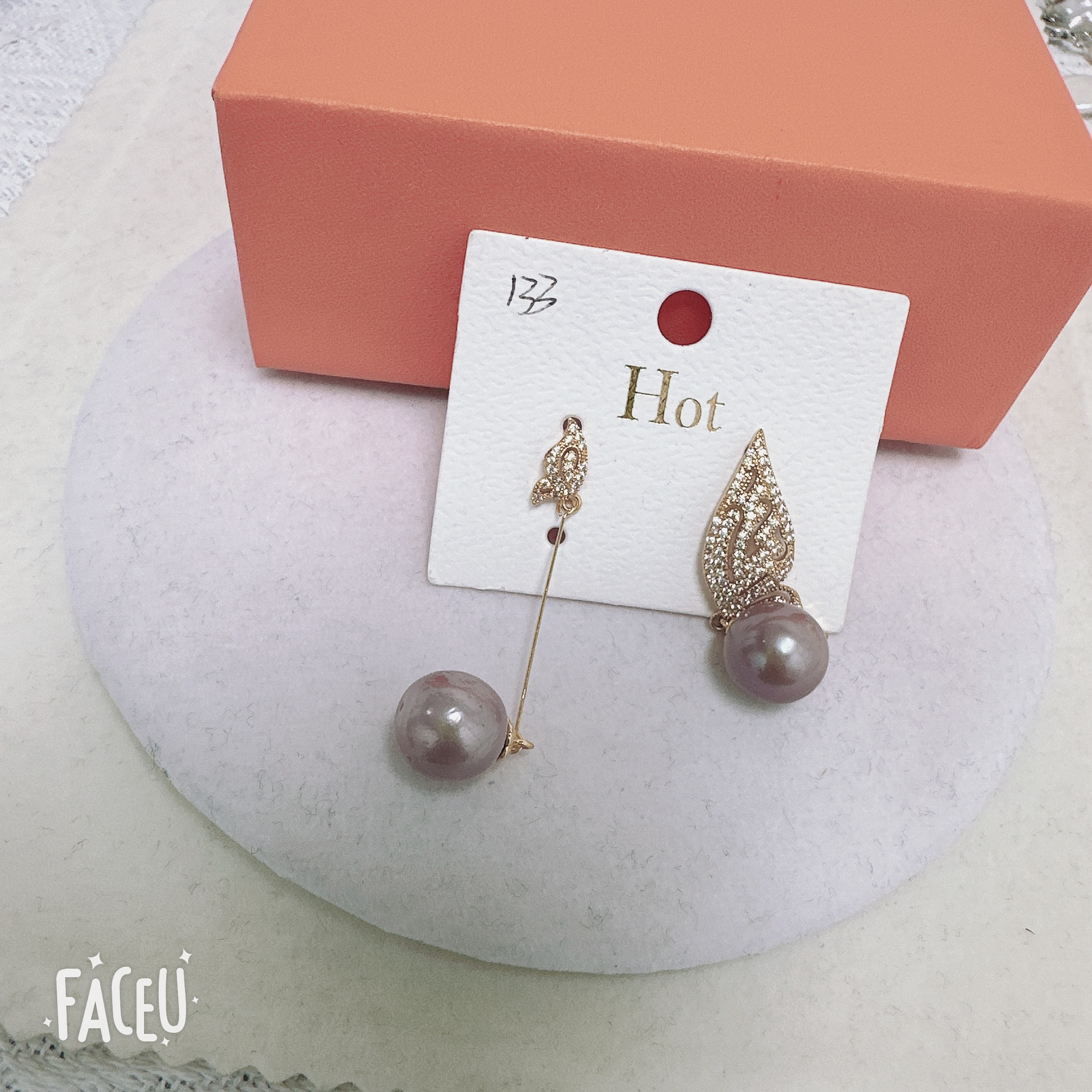 天然淡水珍珠133#A B款蝴蝶耳环