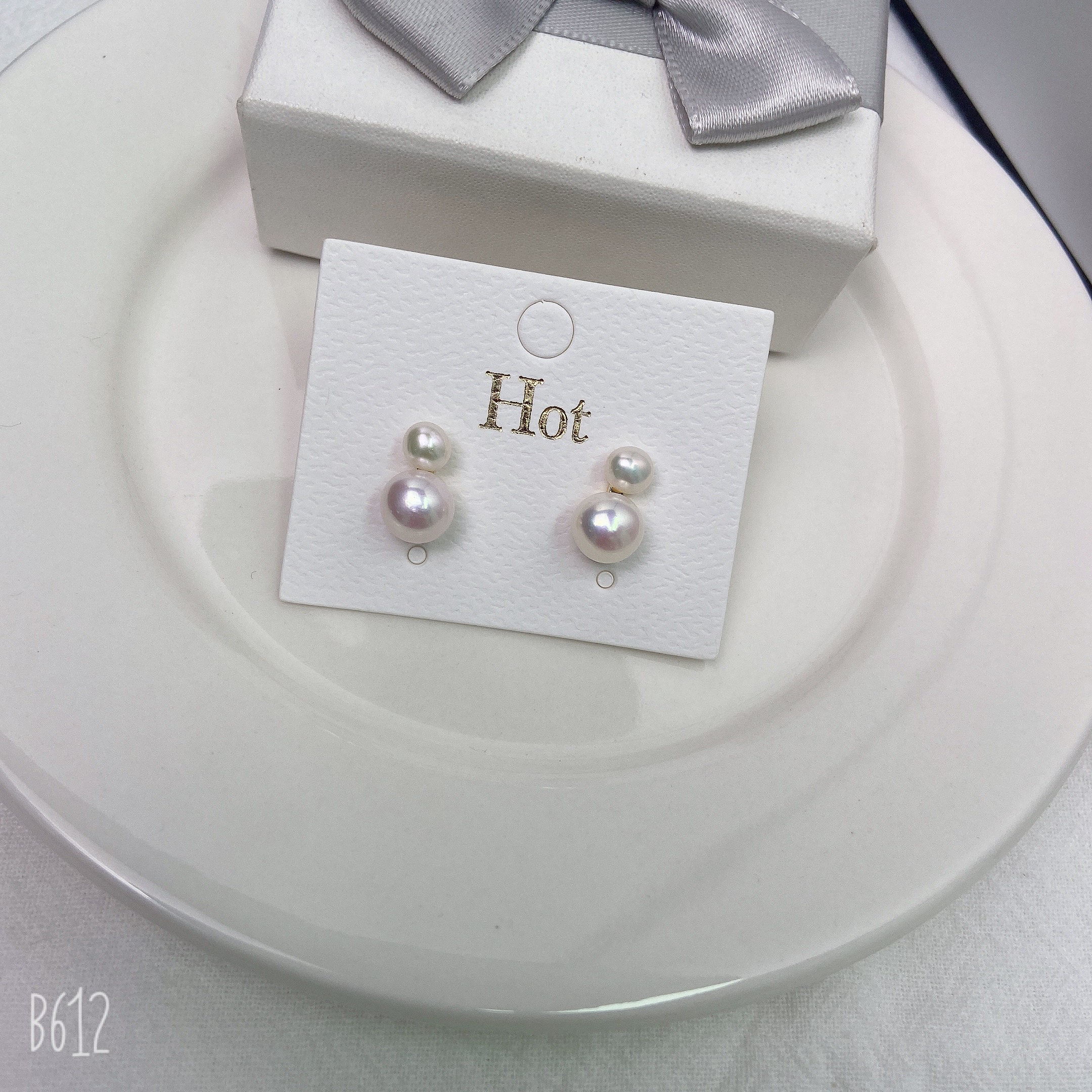 天然淡水珍珠C22双珠耳环馒头珠