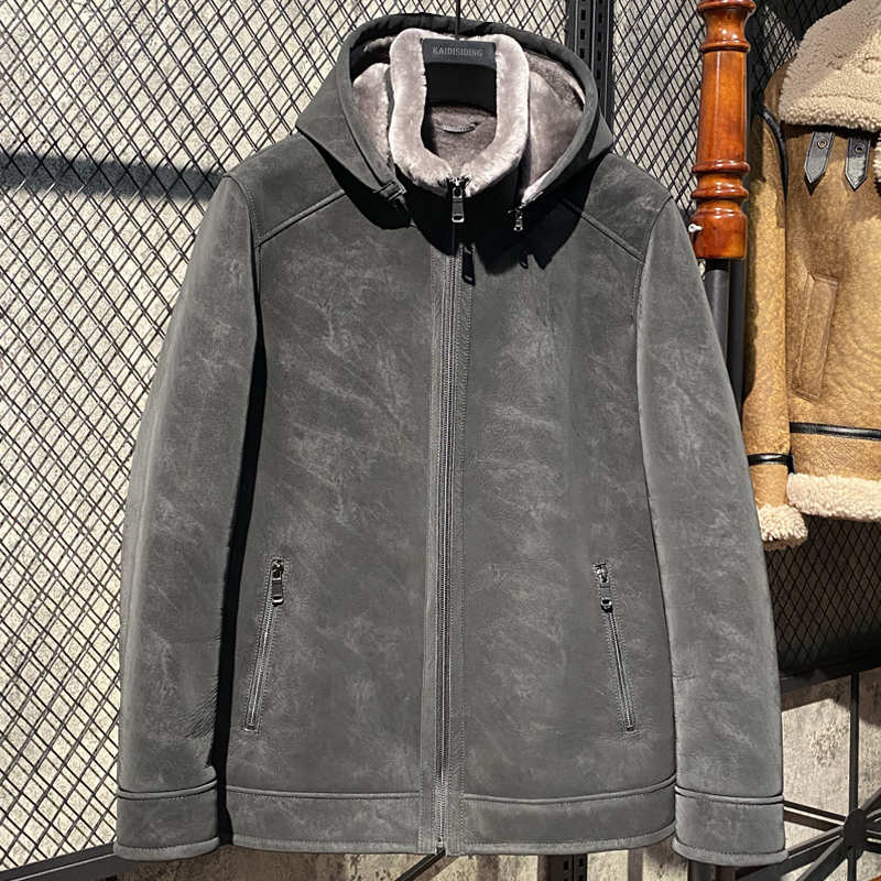 原生态皮毛一体男装绵羊毛真皮皮衣夹克服商务休闲外套