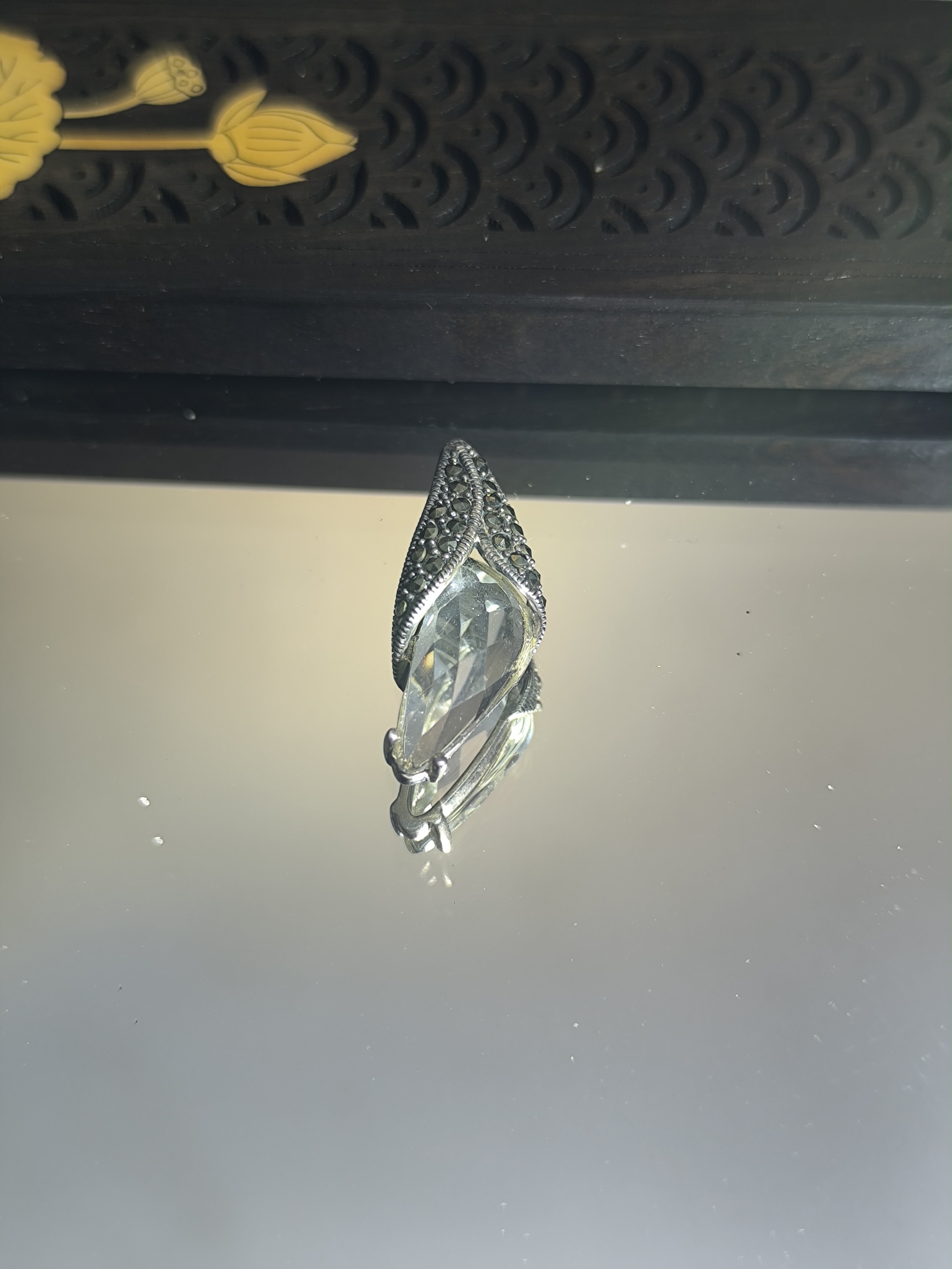 吊坠925银合成锆石 925纯银吊坠，复古白色小众项链坠子，