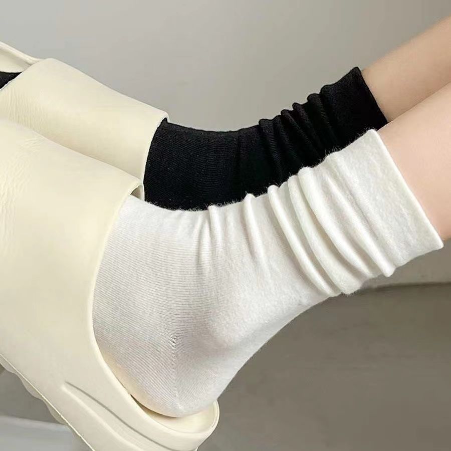 袜子女中筒袜ins潮百搭高颜值森系无骨袜女士学生堆堆袜夏季薄款