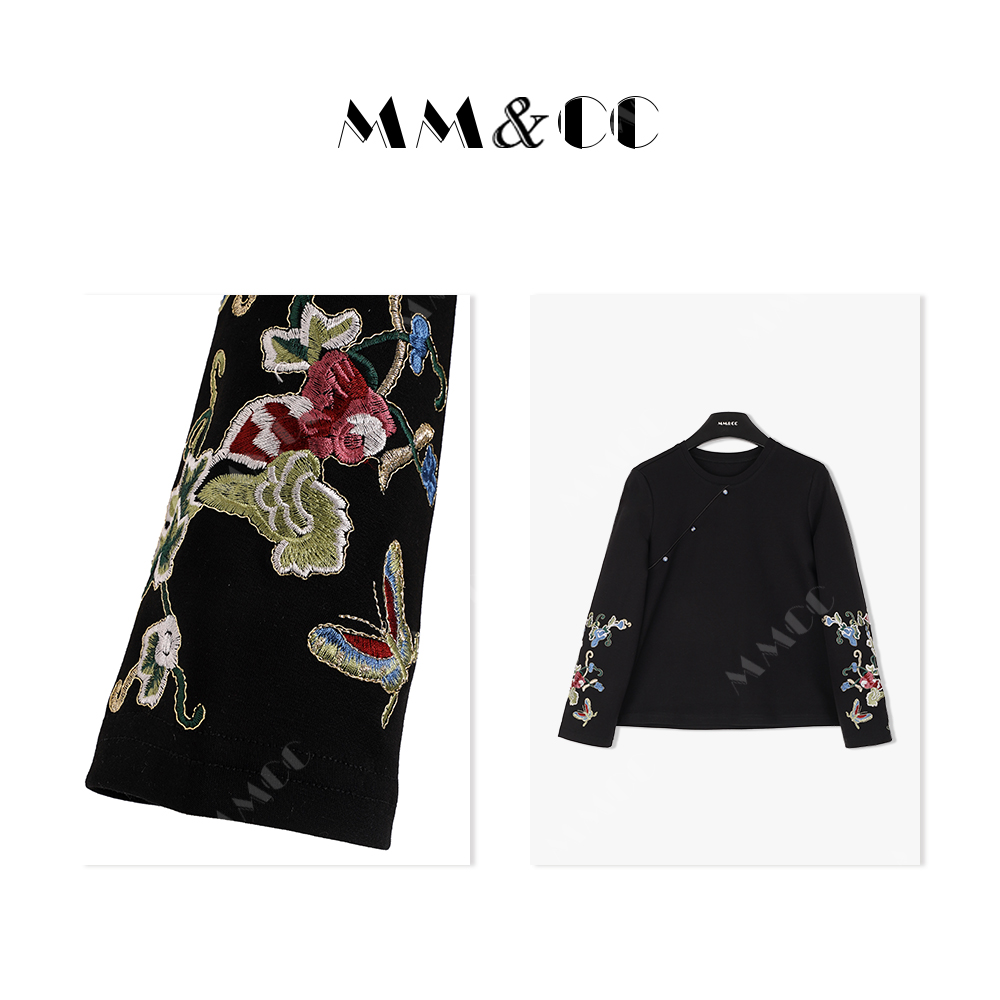 仫赐【丹青芙蓉】新中式国风改良唐装上衣宽松内搭打底衬衫女F9032