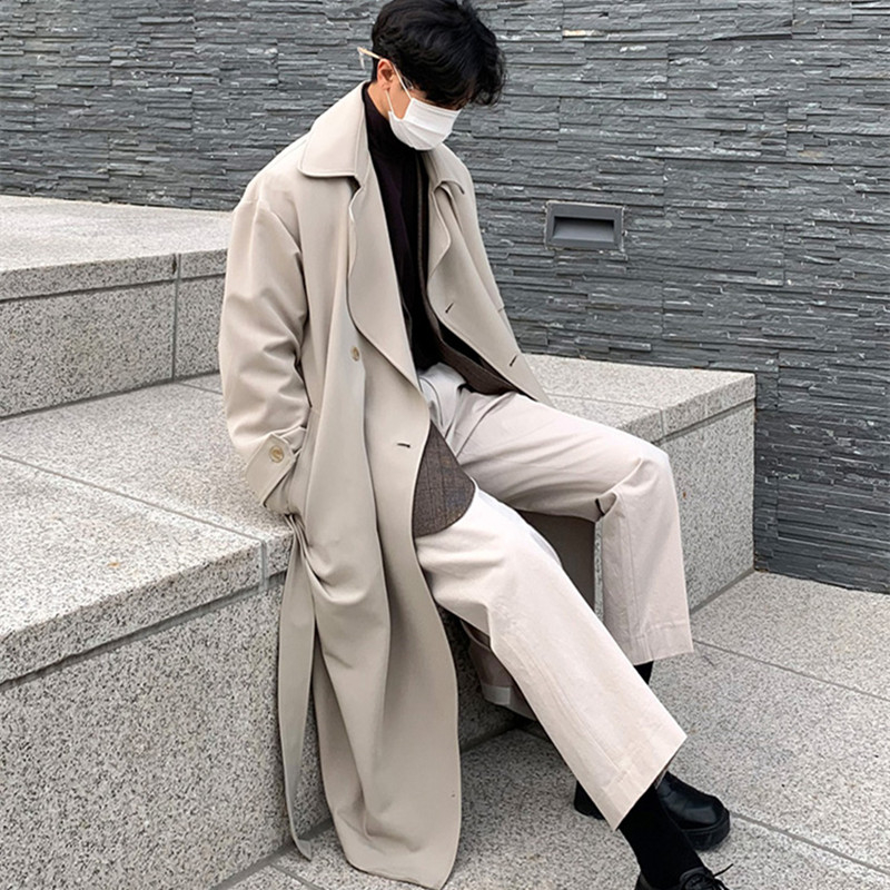 风衣男中长款过膝韩版英伦风休闲大衣秋冬季男士风衣潮流风衣外套