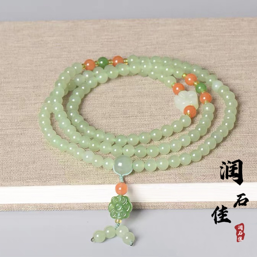 天然和田玉晴水色多圈圆珠手链女玉石多圈手串臻选款保真珠宝首饰