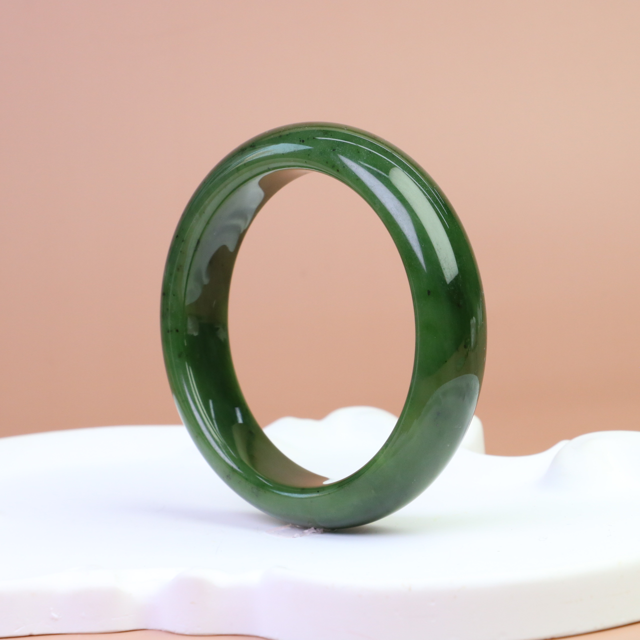 【嘉琪珠宝】有纹裂 和田玉碧玉百搭手镯 多样性发其一