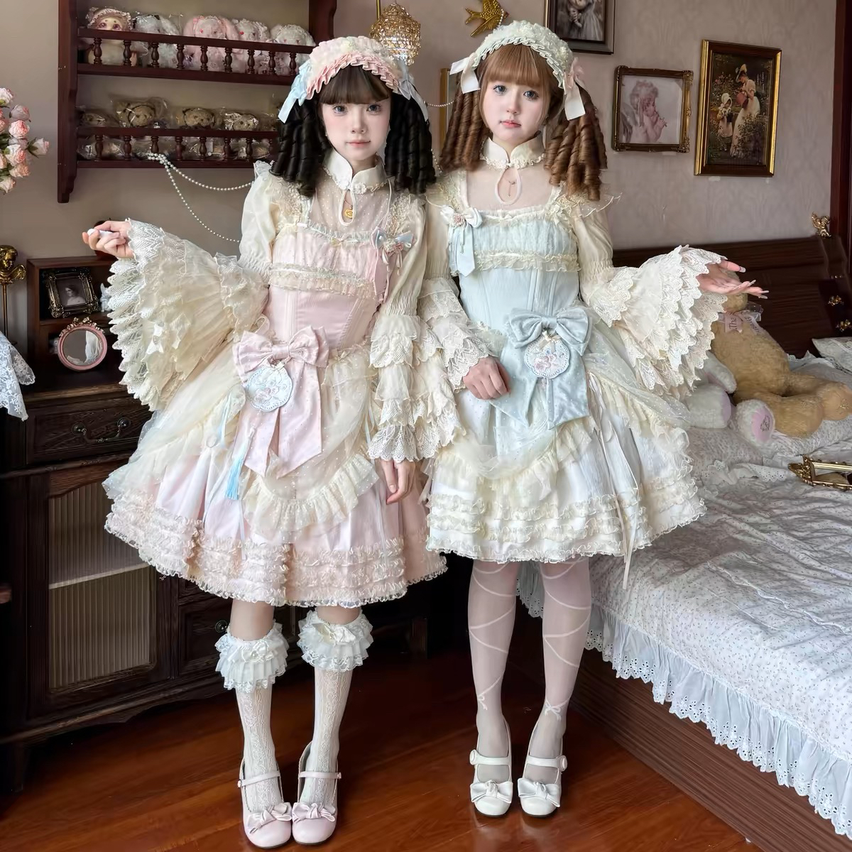 【现货】姬袖内搭 Lolita中华风旗袍领百搭米色内搭 晚安熊原创