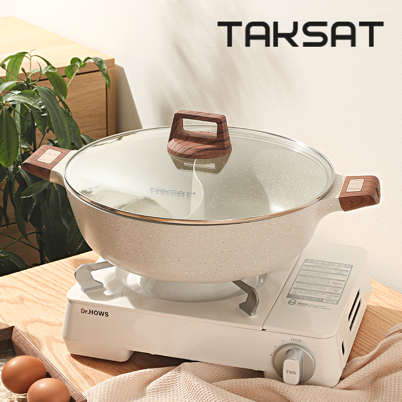 麦饭石鸳鸯锅火锅燃气灶电磁炉分隔不粘锅大容量一体锅加大加深