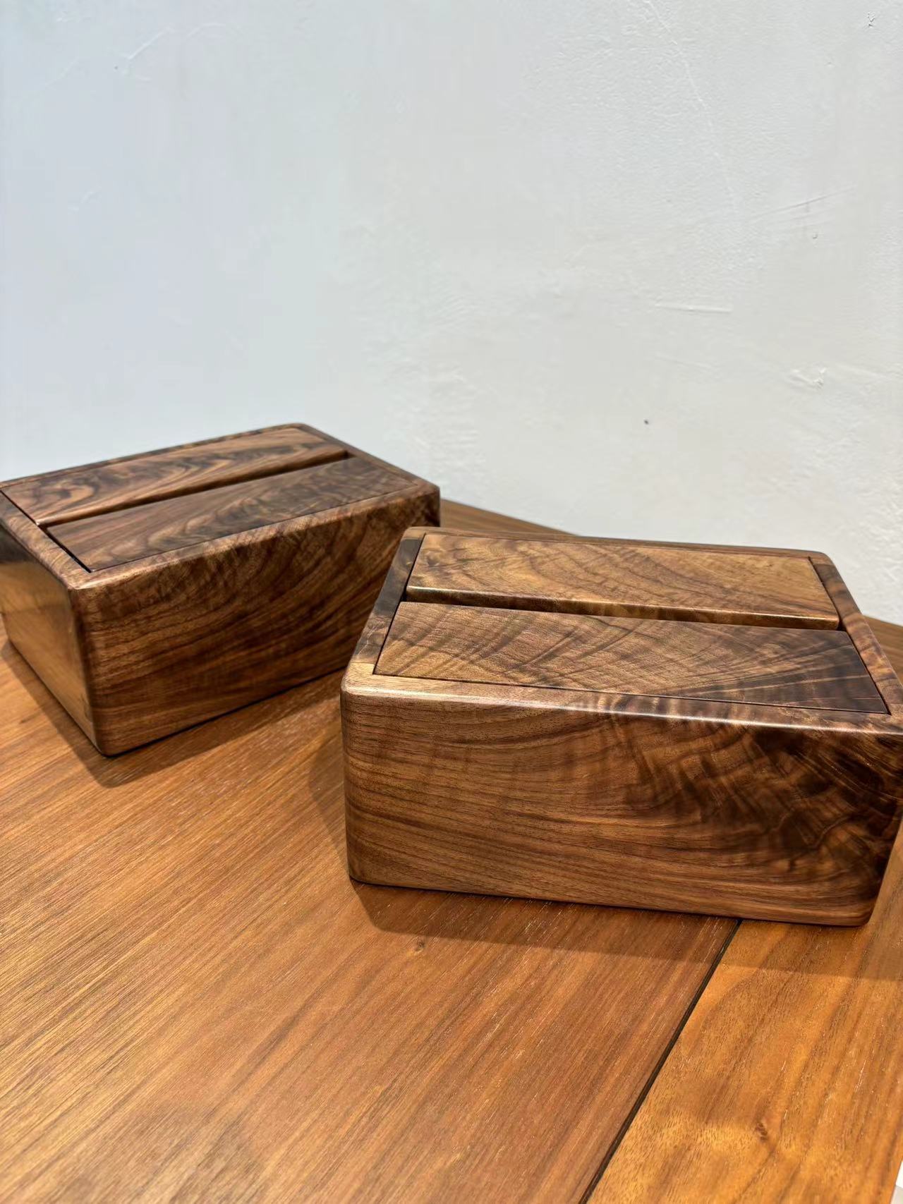 北美黑胡桃木纸巾盒，实木整木全榫卯收纳盒，直播间下单，一物一拍