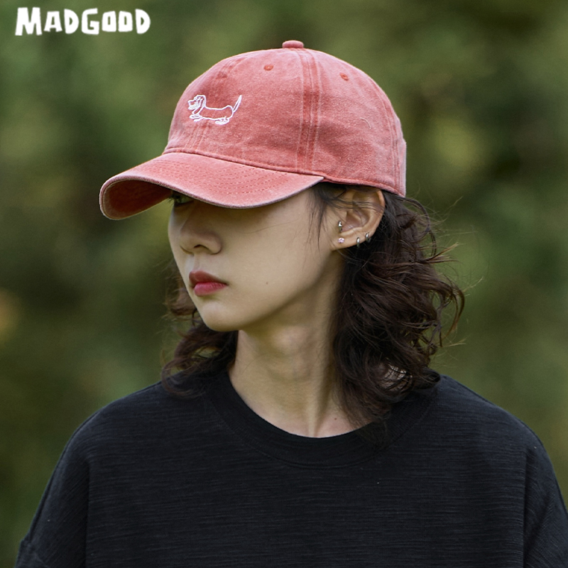 马得工地日系休闲百搭趣味腊肠狗刺绣鸭舌帽MDGDMZ243392