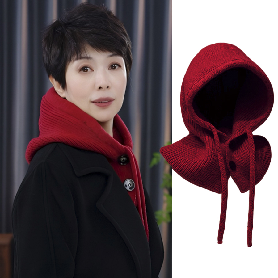帽子围巾一体帽2025秋冬新款护颈保暖毛线围脖洋气韩版针织拉法帽