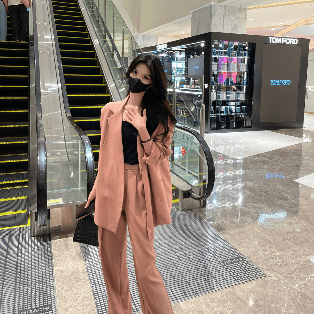 【XZ228】Liixu时尚宽松高级感西装套装女春秋廓形西装阔腿裤三件套