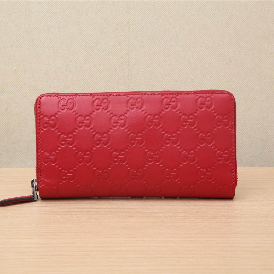 95新  【佳娴】Gucci Signature皮革长款钱包 红色P221426881