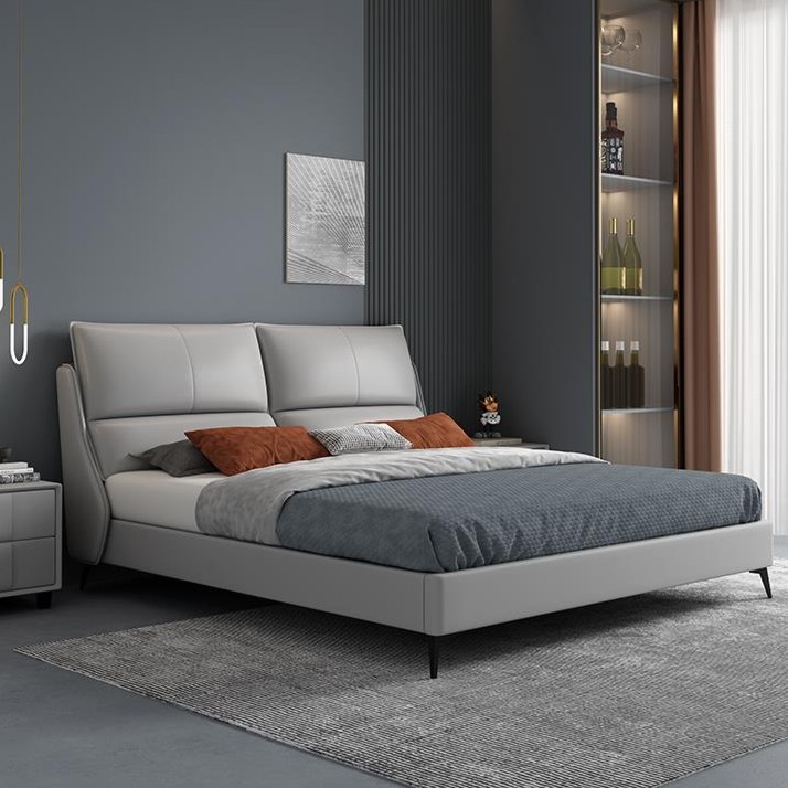 婚房新款主卧室大床轻奢现代简约双人床实木时尚高箱软包家用