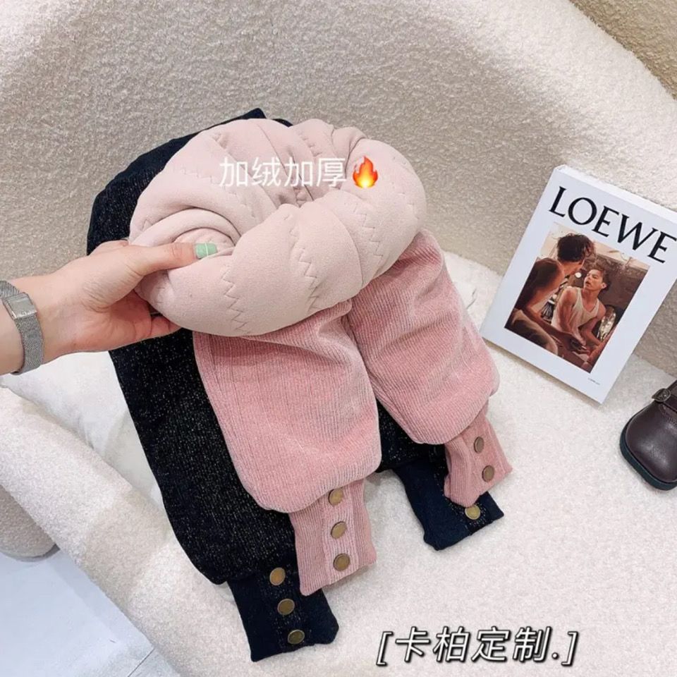 男童女童冬季三层加绒加厚夹棉打底裤宝宝一件过冬裤子儿