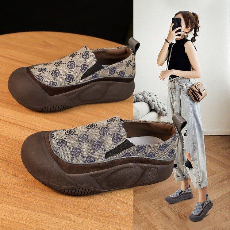 秋冬季回力休闲懒人鞋女2023秋冬新款百搭厚底老爹鞋秋季妈妈鞋