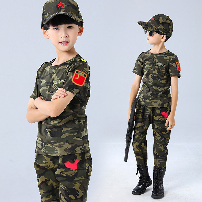 儿童迷彩服套装幼儿园5岁衣服2024新款夏装男童短袖夏季军训训服