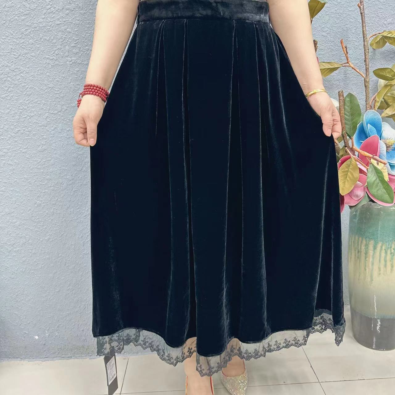 P3-033款蕾丝边桑蚕丝半裙