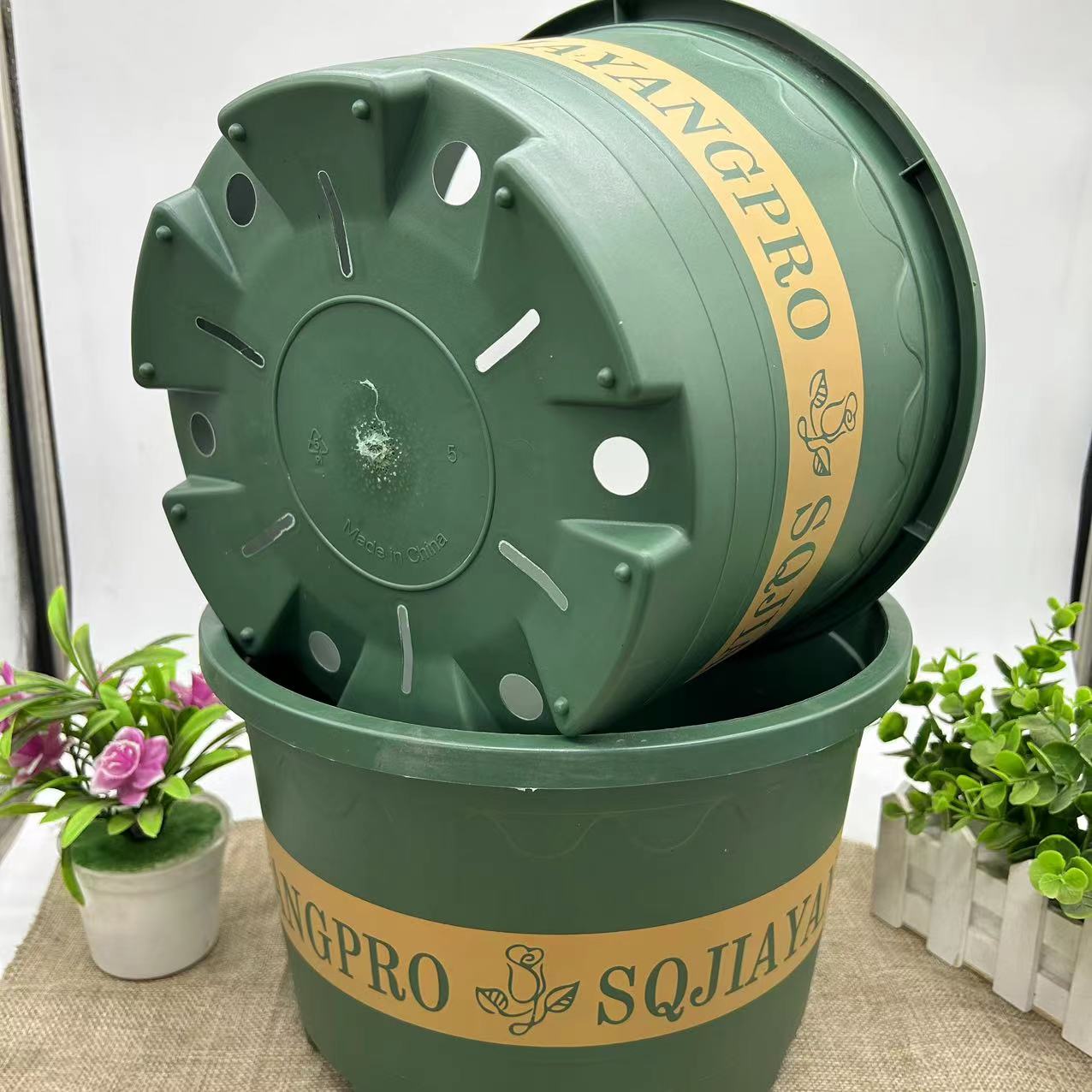 矮胖5加仑控根花盆3个带托盘【口27高18】