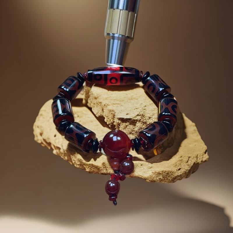 霸气男款酒红色七星塔手链爆款时尚大气