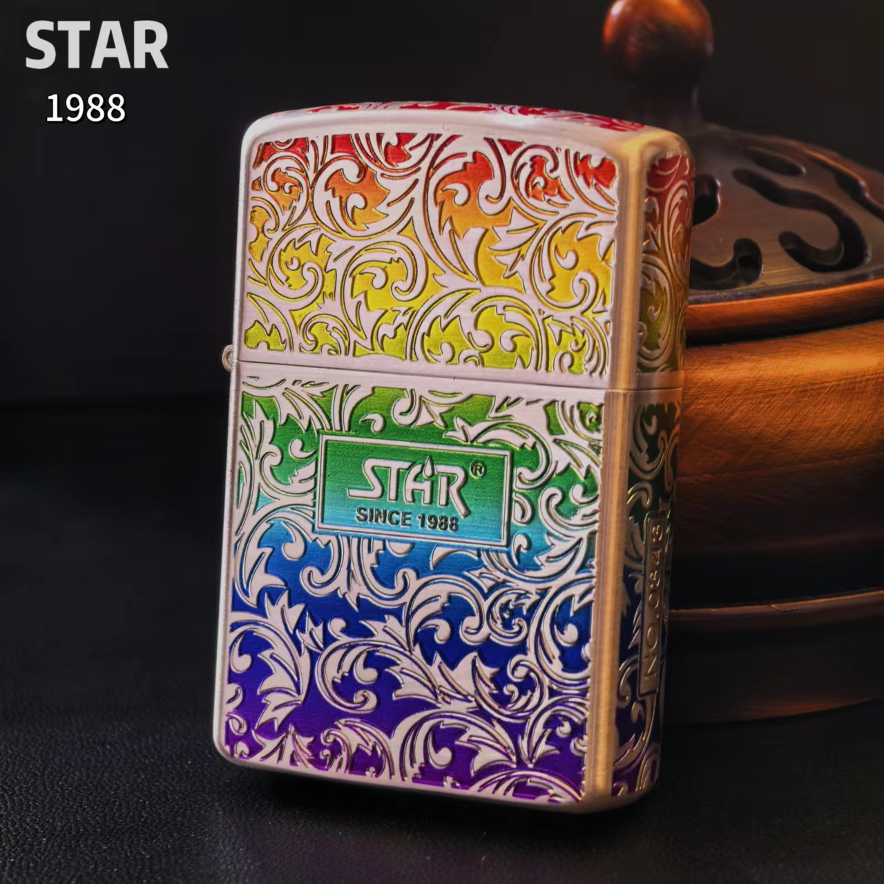 STAR恒星包银彩虹唐草煤油打火机