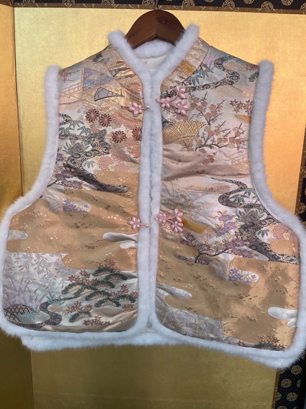 新中式外套毛绒冬款毛马甲双面保暖立领