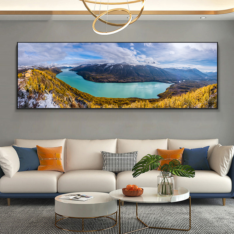 新疆喀纳斯那拉提风天池风景摄影高清客厅装饰画现代简约酒店配画