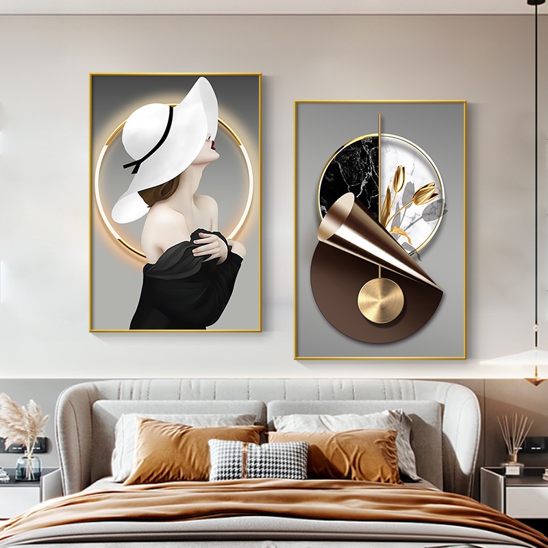 新疆包邮餐厅装饰画现代简约餐桌墙面画新款时尚饭厅两联轻奢挂画