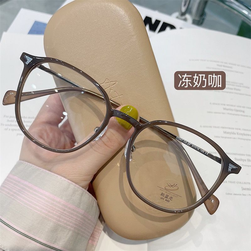 超轻TR小红书网红同款ins风橄榄绿近视眼镜框女素颜可配度数眼睛