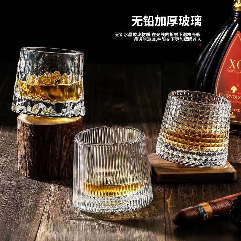 旋转不倒翁无铅玻璃酒杯威士忌杯洋酒杯果饮啤酒高颜值解压杯