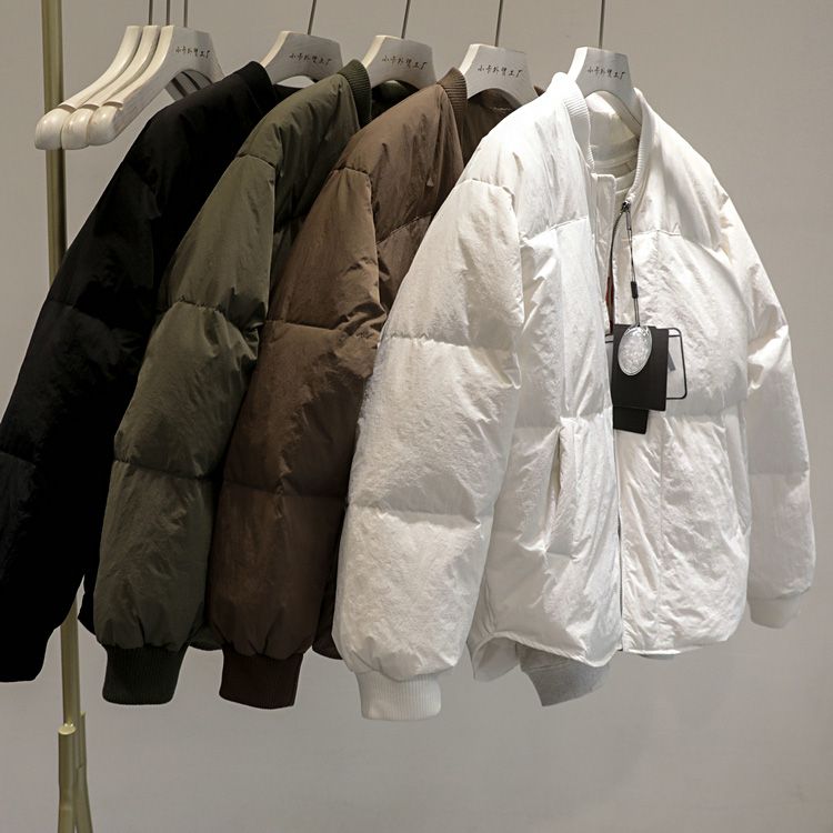 冬季2023秋冬保暖羽服女宽松纯色棒球服领慵懒风面包服外套