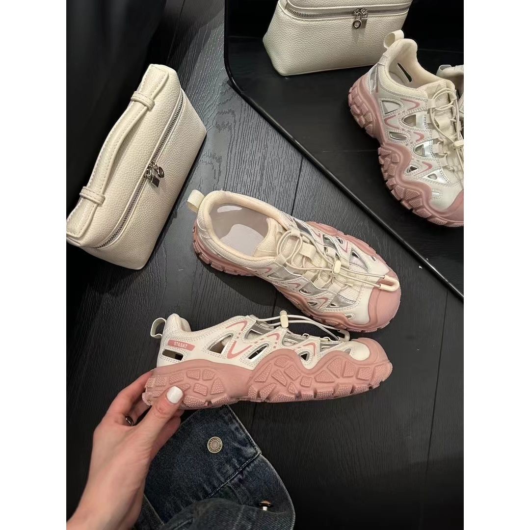 白鹿同款丑萌女2024新款春夏运动徒步防滑鞋凉鞋1157 D5 Y 检