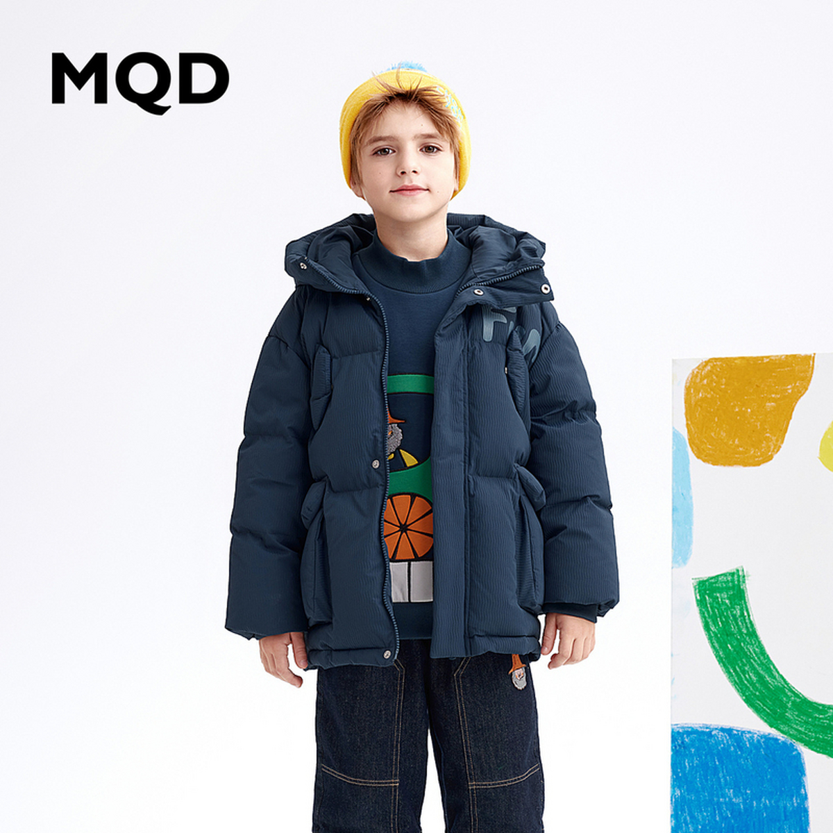 MQD童装羽绒服新款肌理感面料抗菌绒中大童时尚外套943431305