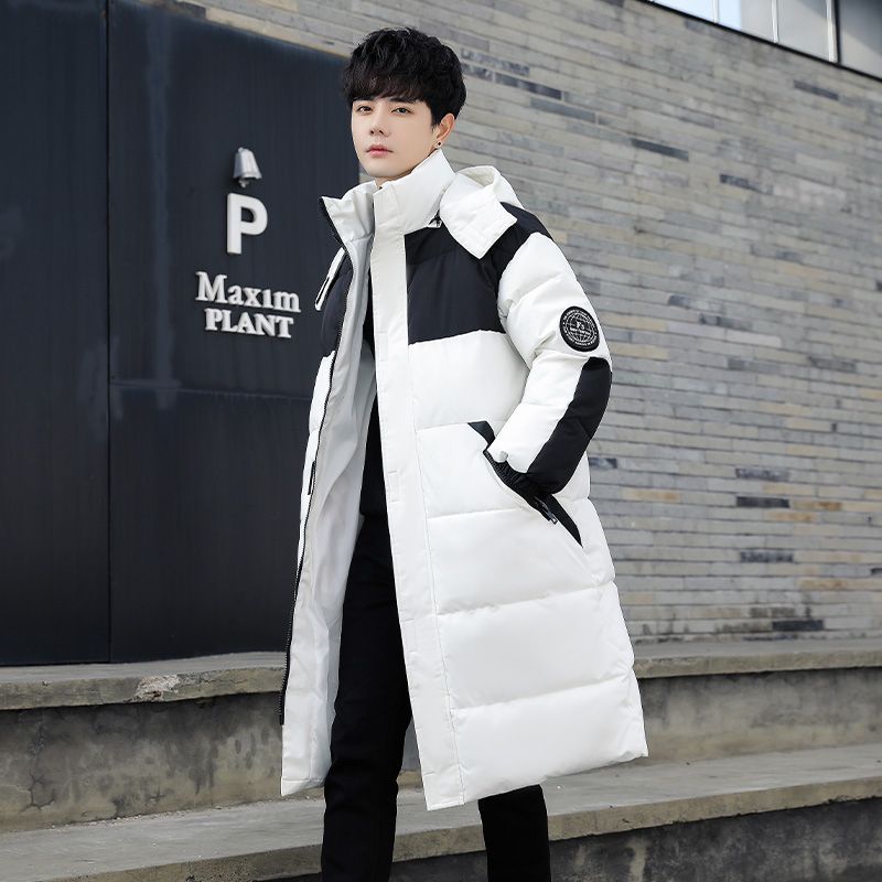 波司澄2023韩版冬装大码羽绒棉服加厚中长款过膝情侣装学生外套青