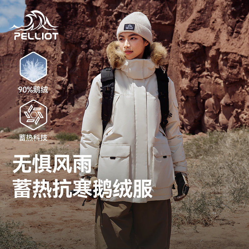 极寒Ⅲ伯希和大毛领羽绒服女2024冬新款700蓬鹅绒派克服情侣防风