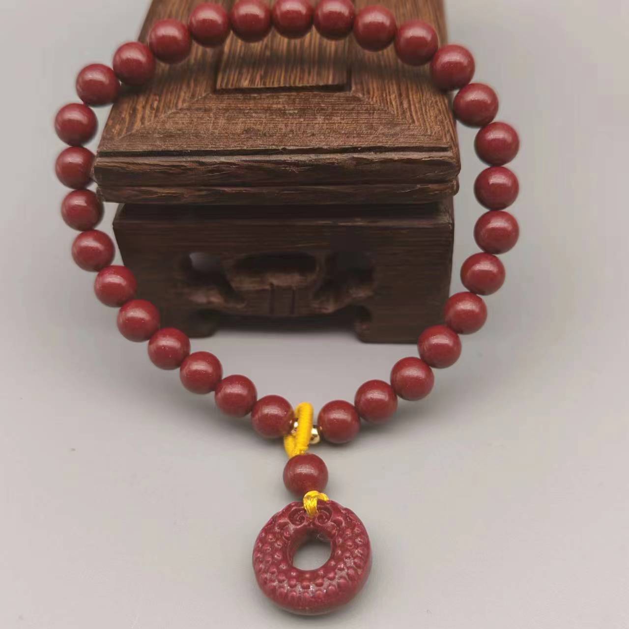 含辰砂工艺品GA240-紫金砂带吞金兽单圈手串6mm