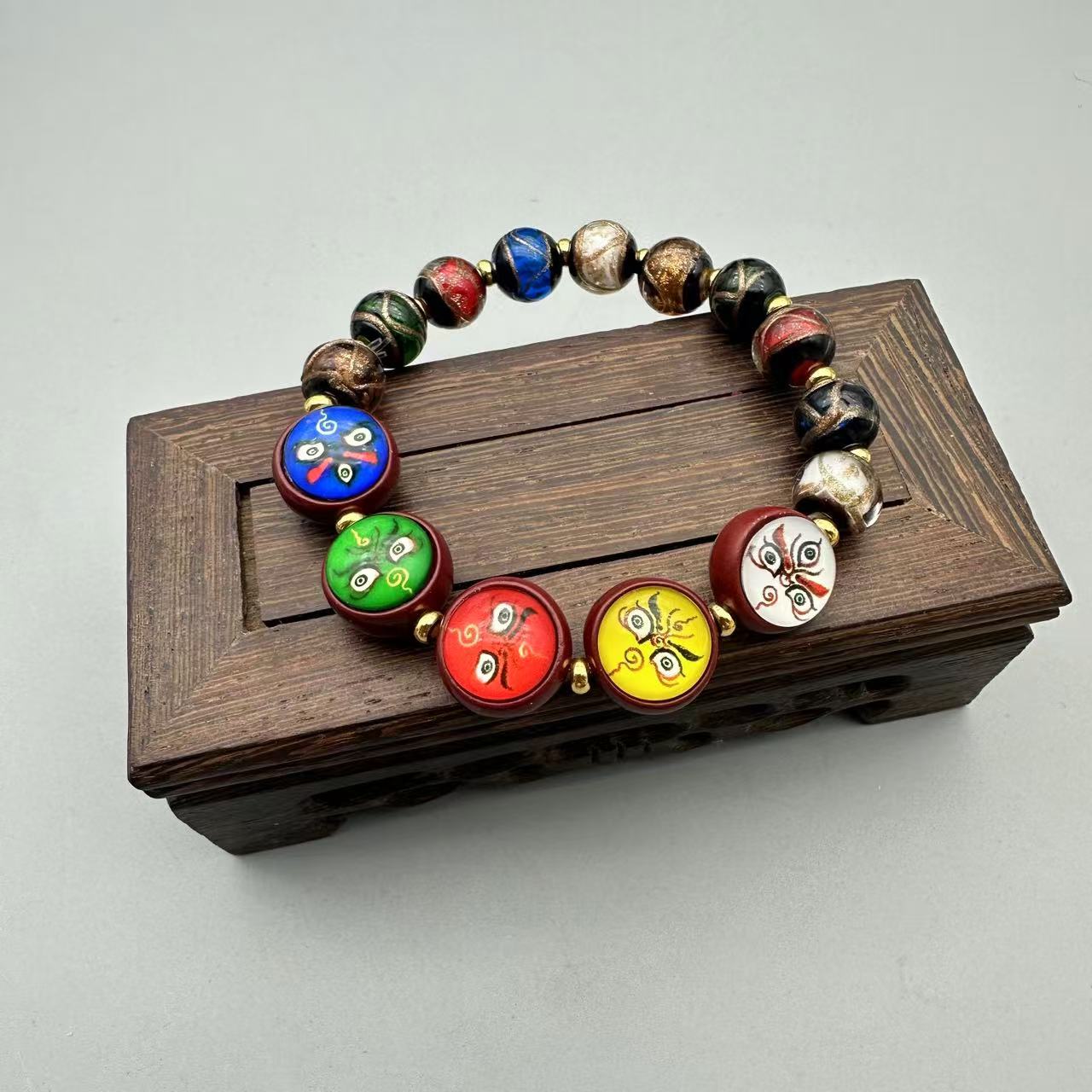 LX109-琉璃珠配五路配隔珠DIY单圈手串