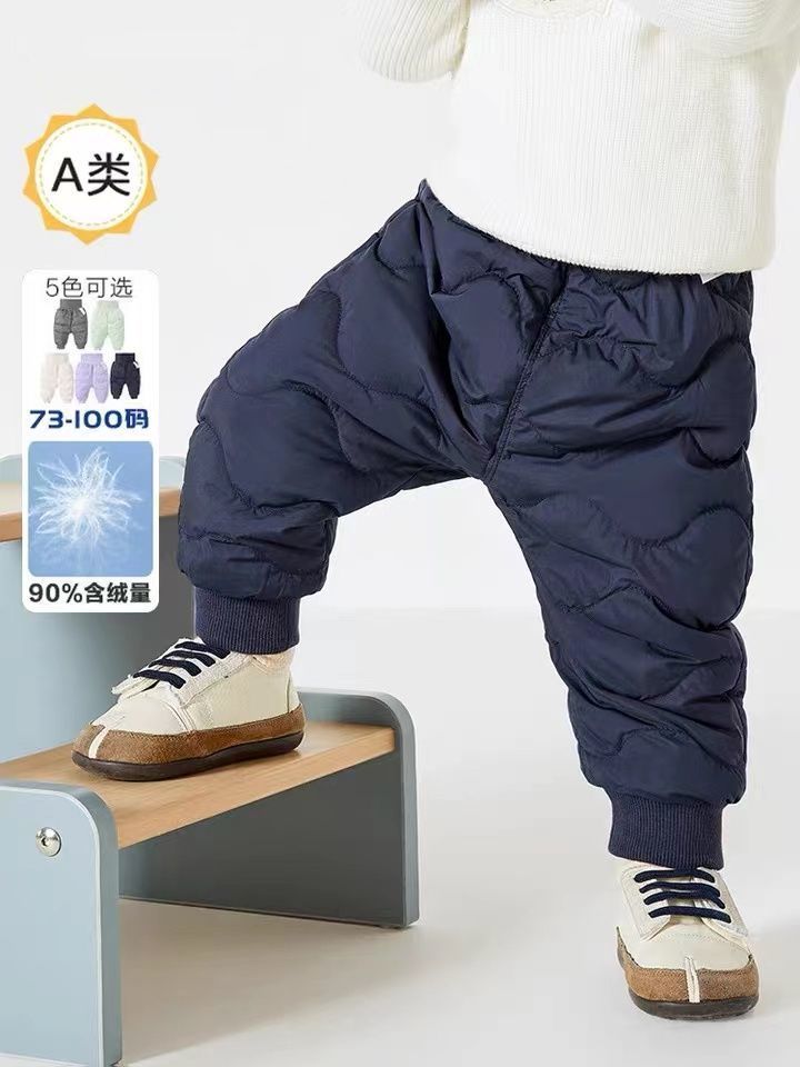 婴儿羽绒裤男女童宝宝冬装儿童新款2023新款保暖加厚高腰护肚pp裤
