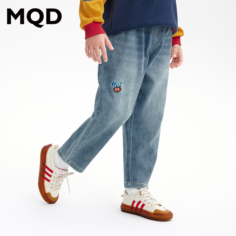 MQD童装儿童春秋新款休闲时尚宽松牛仔裤印花中大童卡通9633W1407