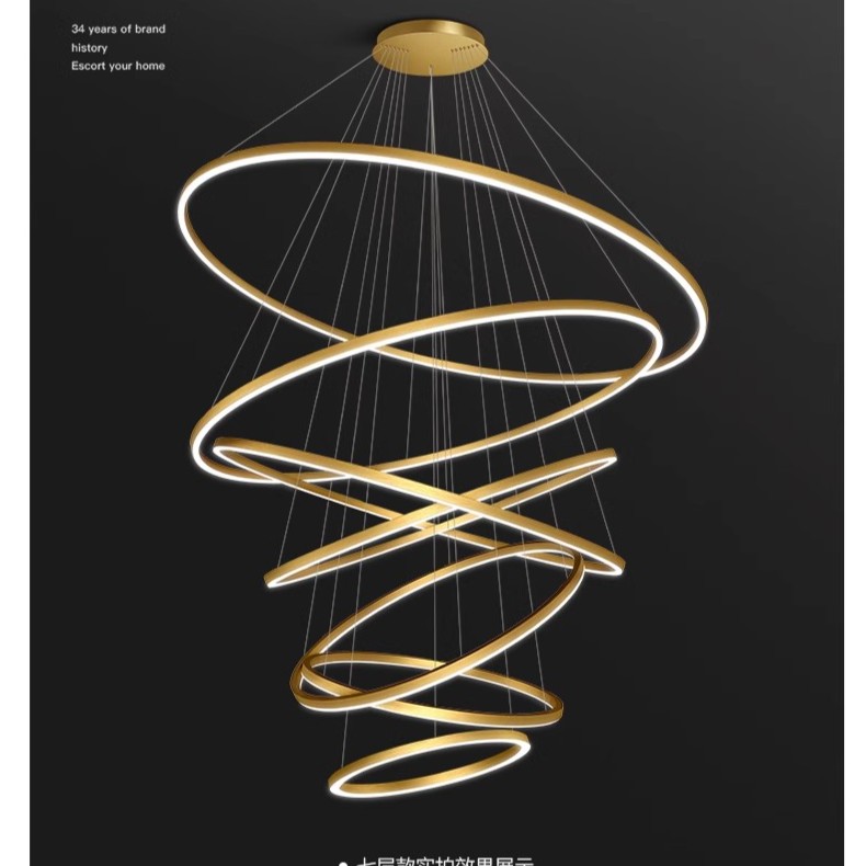 复式楼大吊灯挑空客厅吊灯别墅楼梯灯轻奢跃层挑高楼中楼大厅吊灯