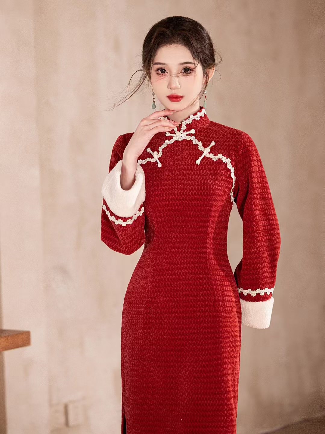 新中式新娘敬酒礼服2024新款改良旗袍长款优雅红色秋冬连衣裙