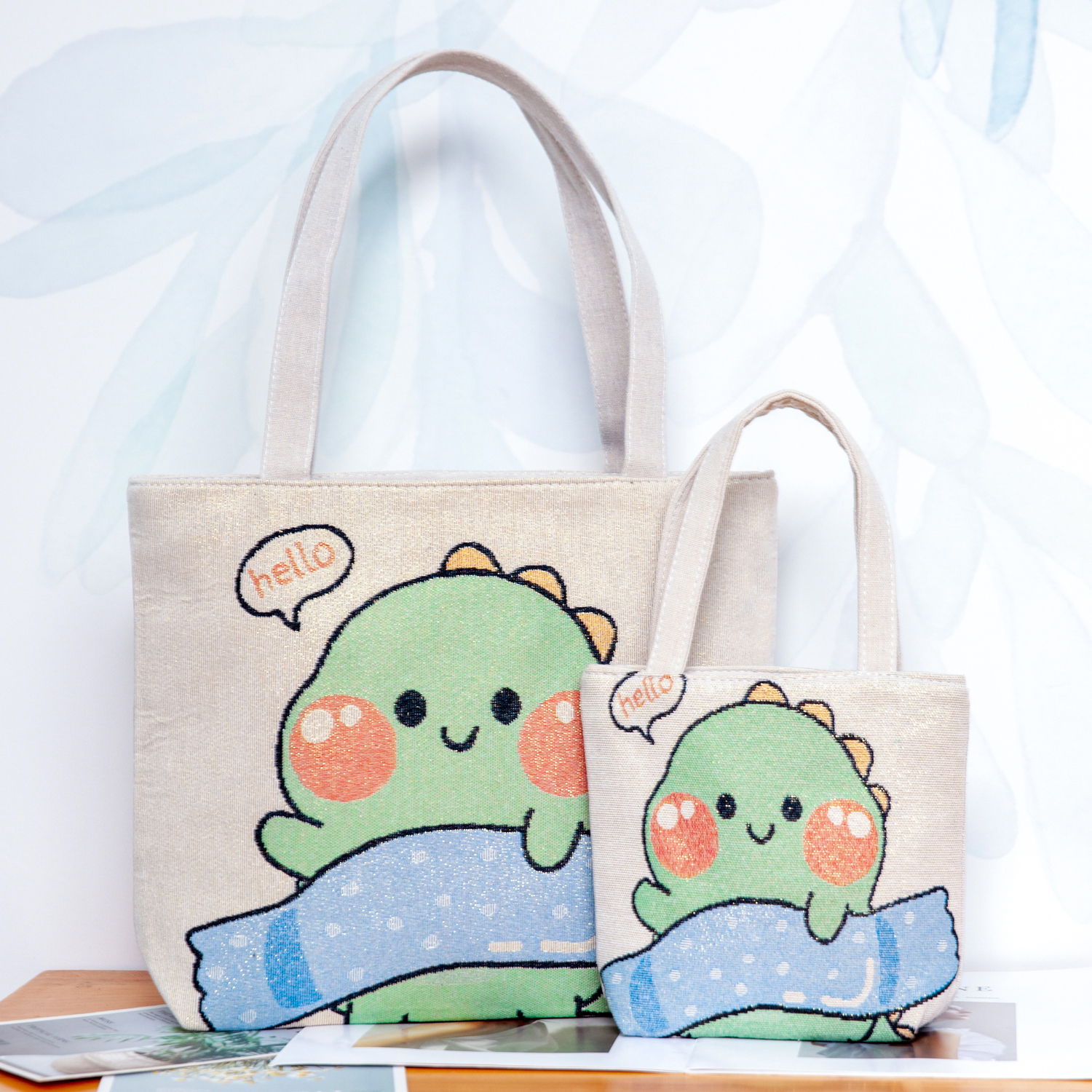 新款大容量休闲耐磨款卡通帆布包包提花刺绣上班通勤百搭单肩包1