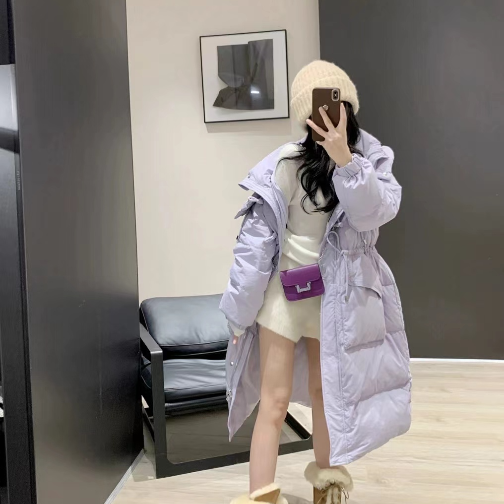 ZROCHYMUN清货加厚白鸭绒连帽竹节扣羽绒服韩版口袋冬季时尚过膝5