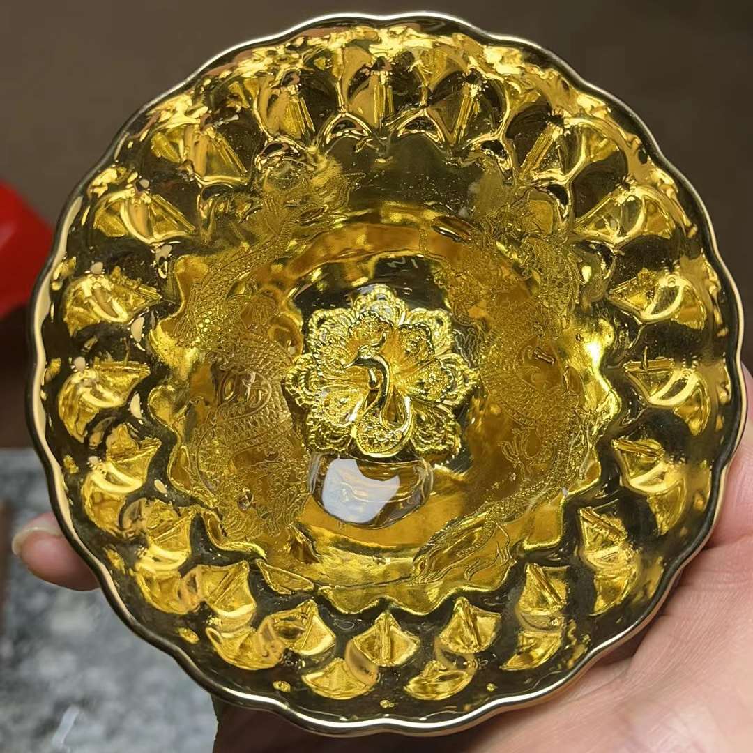 【闪购商品】 龙凤呈祥   龙年大吉 鎏金手工 茶杯