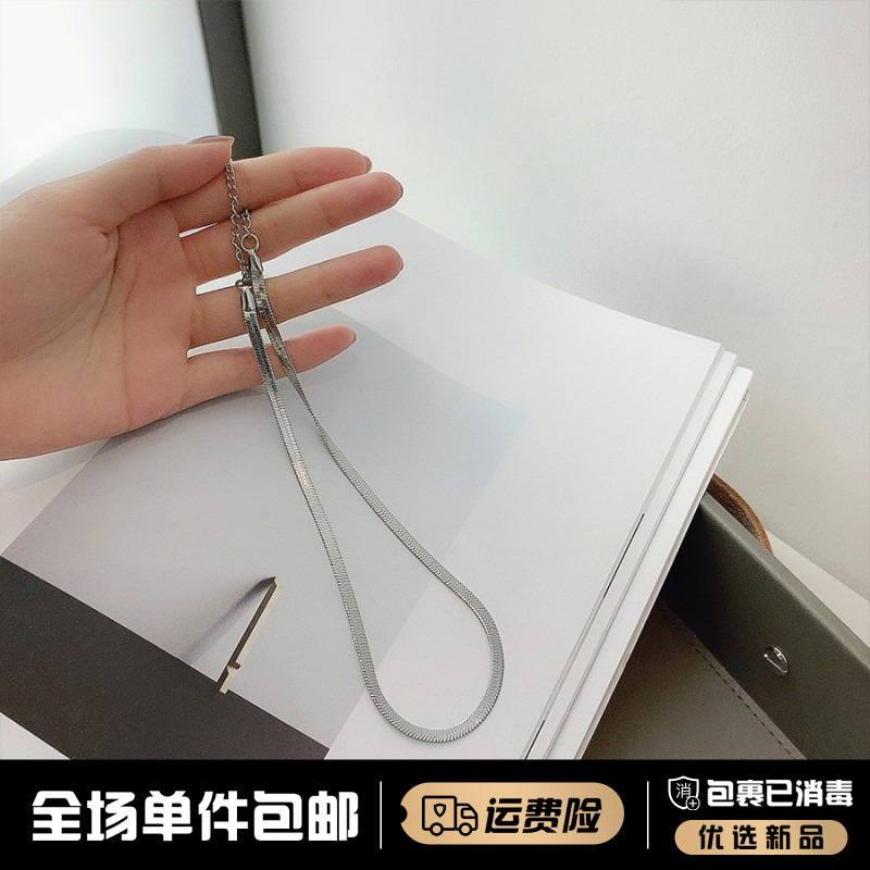 辰辰妈K 时尚百搭银色设计感钛钢项链YGXL001个性