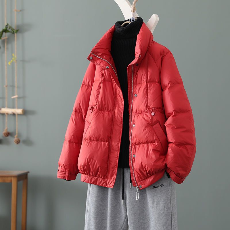 反季清仓羽绒服女短款立领韩版宽松时尚百搭2023新加厚白鸭绒外套