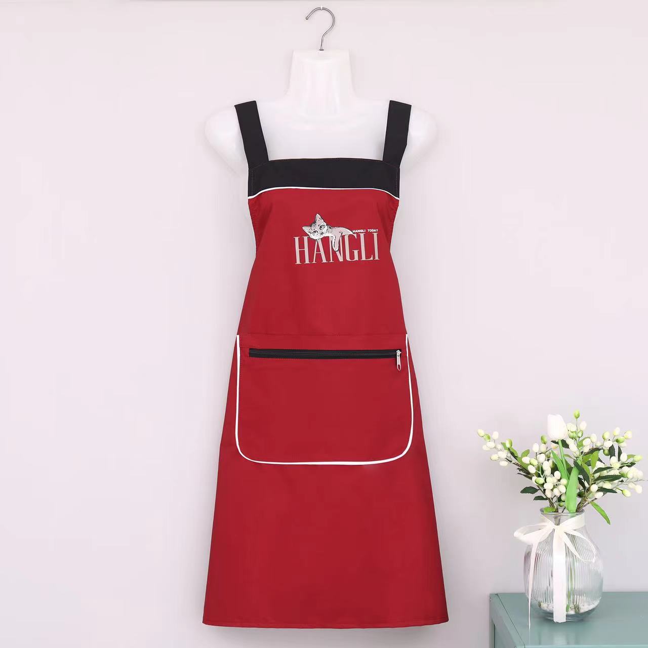 中长款防水围裙拉链大口袋耐磨耐脏饭店美发店可用厨房居家均可穿