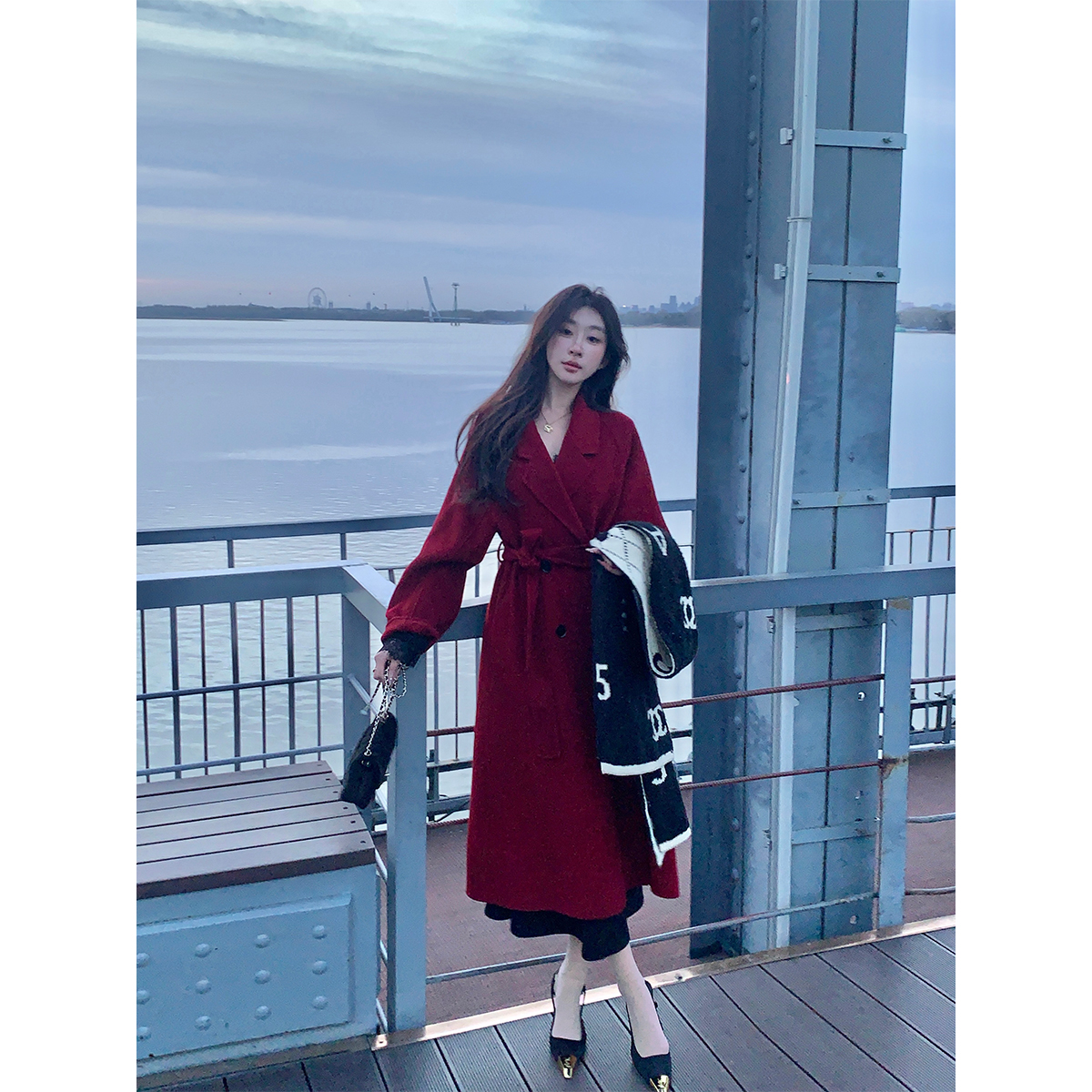 ACHI大也池◆冬日卢浮官~澳洲绵羊毛翻驳领羊绒大衣 