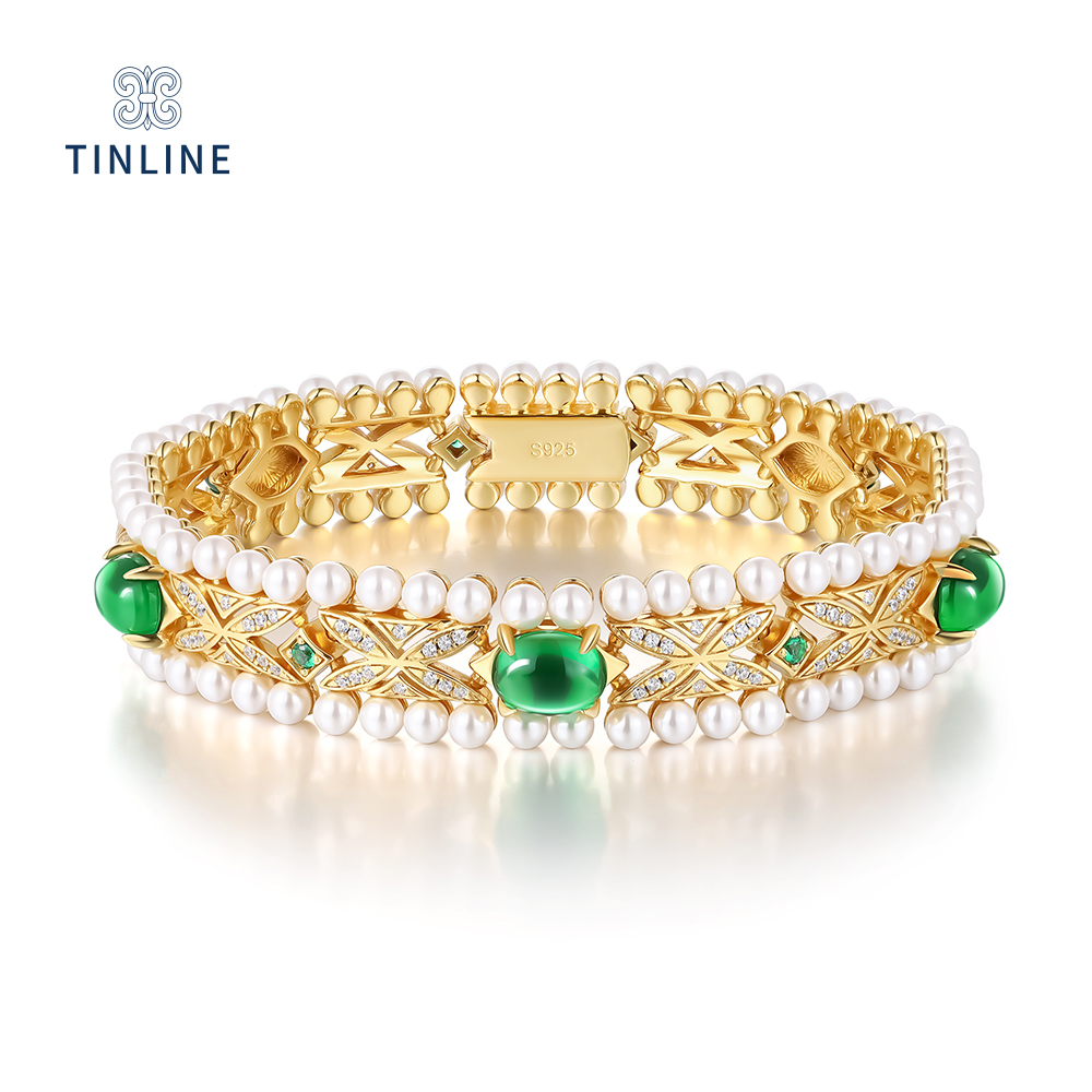 TINLINE 培育祖母绿「惊鸿」腕带 时尚轻奢复古手链 高级感10克拉