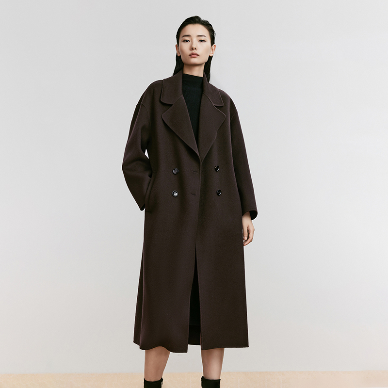 LANCY/朗姿2024冬新款简约风廓形大衣女时尚毛呢外套